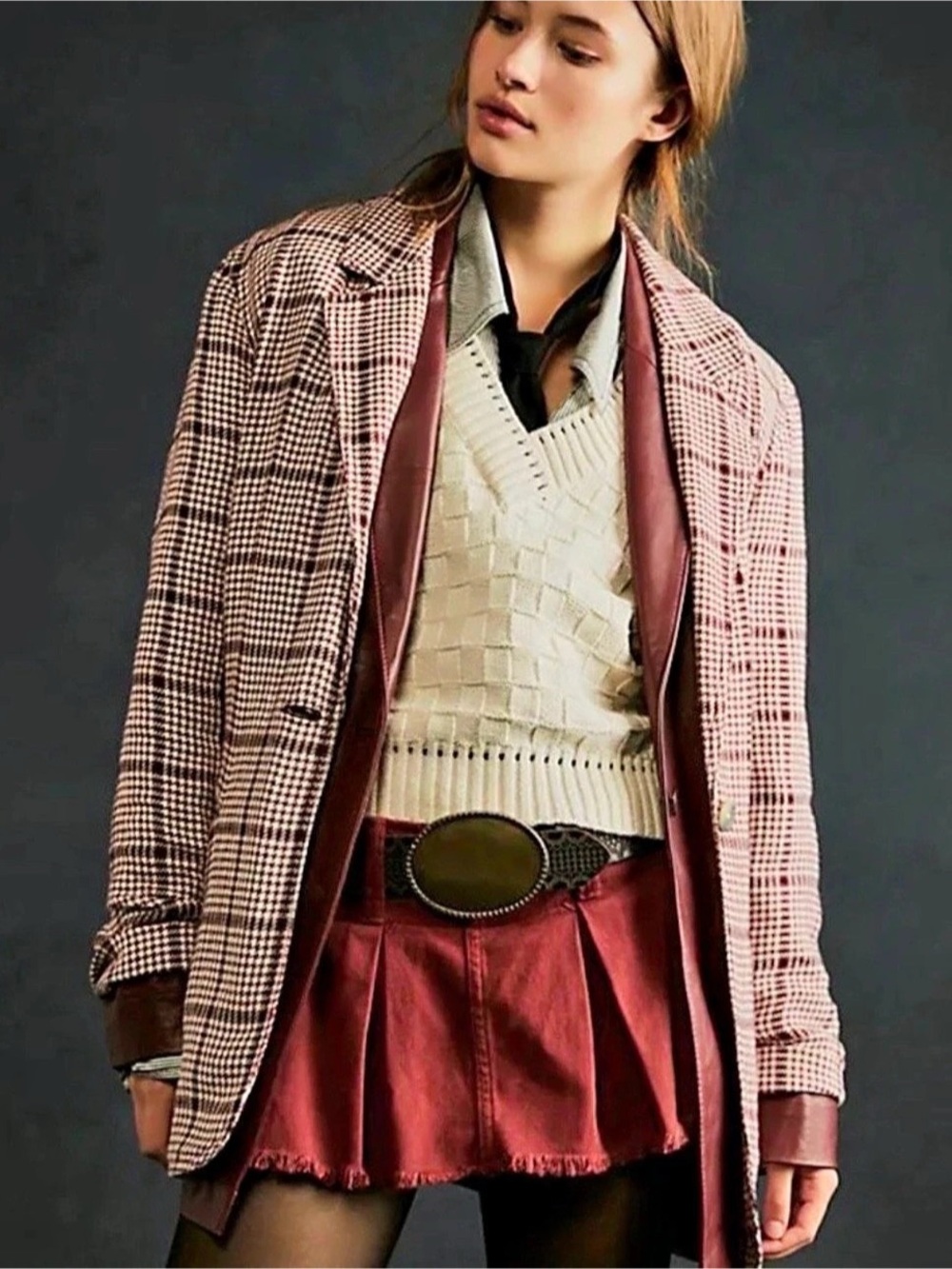 We The Free Beckett Houndstooth Blazer XL